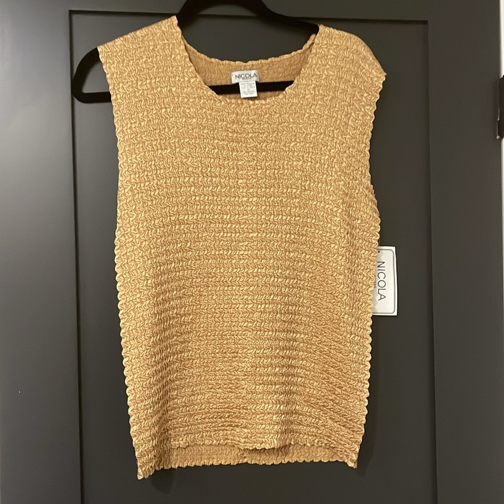 Vintage Crinkle Blouse by Nicola Women's Size 1X - Gold